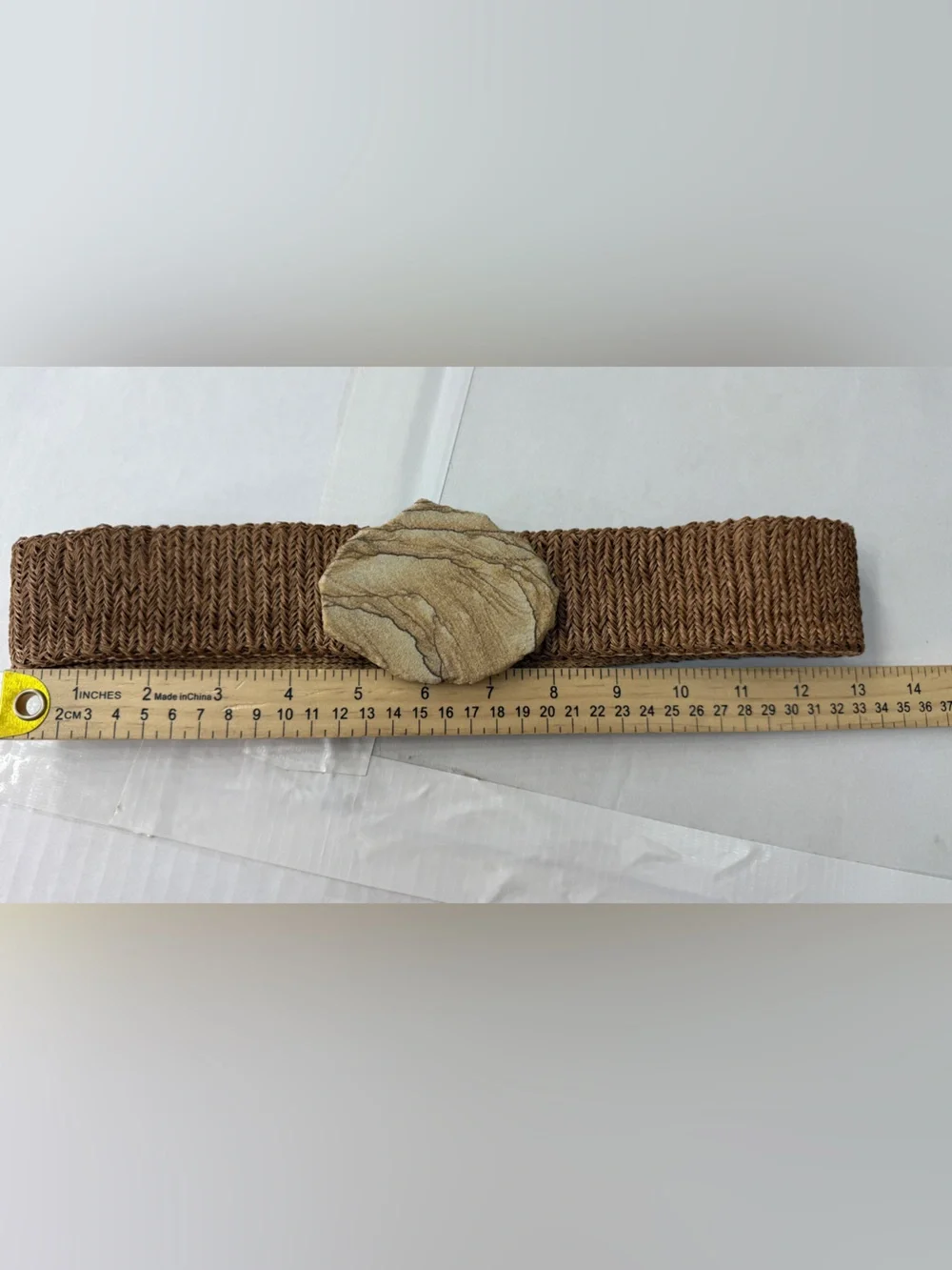 Charmant stone buckle euro belt statement stone belt beige belt vintge circa 80s